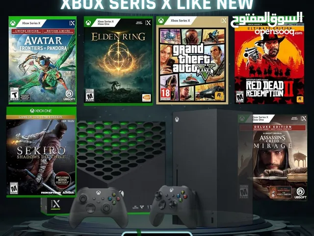 Xbox Series X بحالة الكرتونة + إيدتين + ألعاب أصلية + ملحقات شاحن لاسلكي+ نظام تبريد rgb ومداخل usb