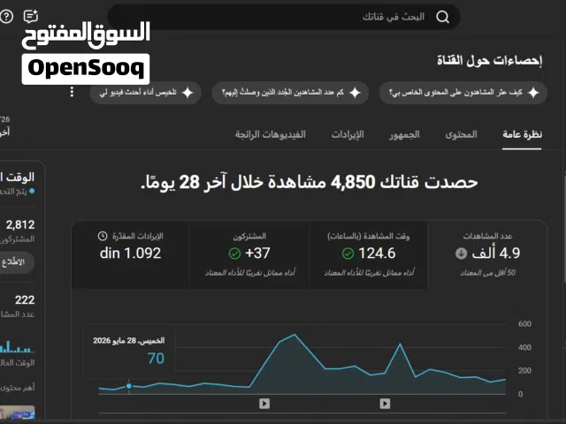 قناه يوتيوب فيها 2800 مشترك الربح مفعل للبيع بسعر مغري