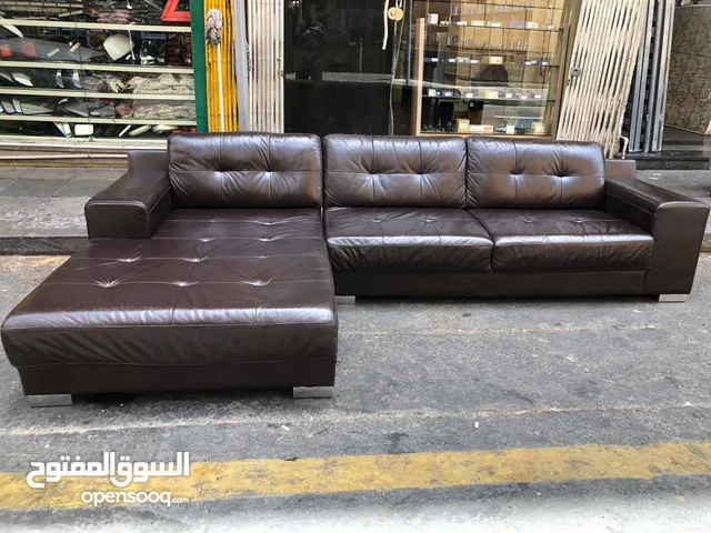 L shape pure leather sofa in very good condition