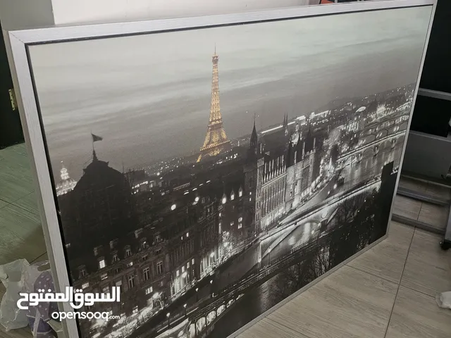 لوحه كبيره تمثل فرنسا وبرج ايفل خشب بإيطار معدني لون سلفر