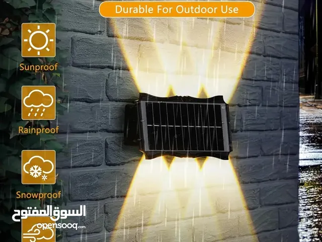 مصابيح جداريه خارجيه تعمل بالطاقة الشمسية سطوع عالي للاعلى والاسفل، ديكور حديقة، اضواء متعدده