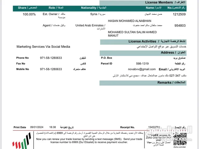 ....رخصة مستثمر دبي للبيع Professional license in Dubai for sale.............
