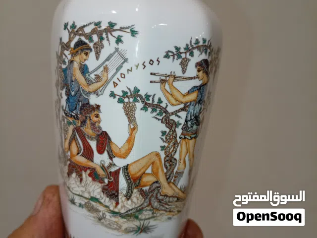 مزهرية يونانية صناعة يدوية مطلية بالذهب