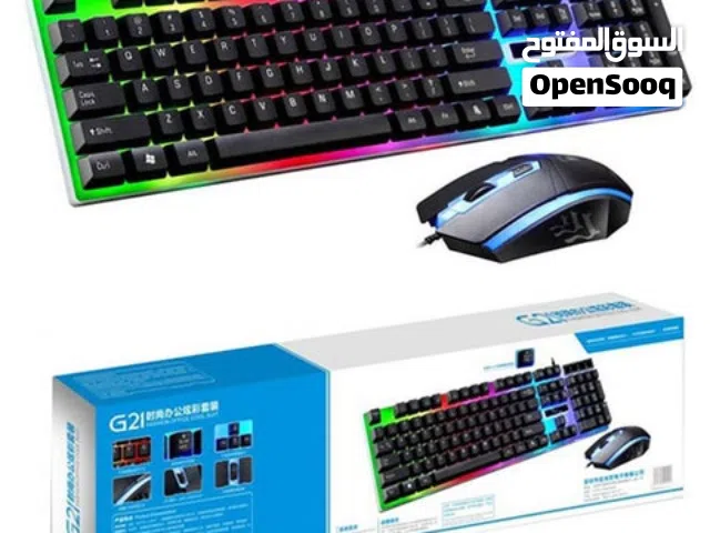 بوكس لوحة المفاتيح + ماوس سلكيّة ذات تصميم ممتاز ، بإضاءة ملوّنة وجميلة ، خاصّة بأصحاب الألعاب