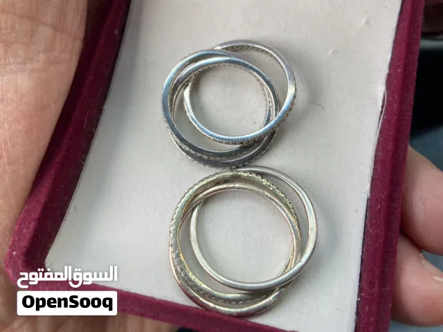 2 WEDDING RINGS SILVER  with stone zircon  خاتم فضة ثلاثي استراس خاتم فضة واحد استراس