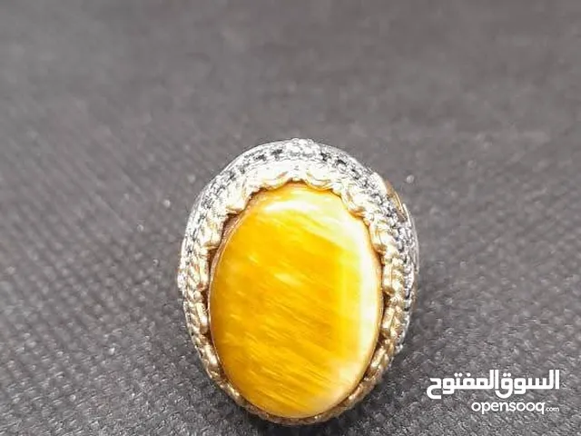 خاتم فضة تركى بحجر التأجير الذهبى
