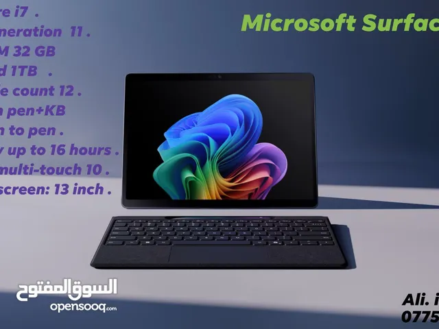 Microsoft surface pro 11Gen Core i7 Generation 11 RAM 32 GB HARD 1000 GB