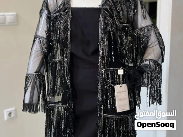 فستان تركي اسود  فاخرملكي  مع جاكيت مطرز   Luxurious royal black Turkish dress with embroidered jac