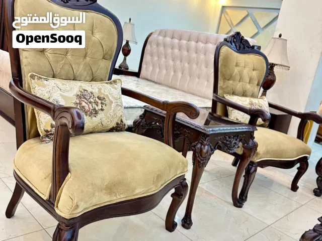 طقم كنب ضيوف فاااااخر 7 مقاعد خشب زان