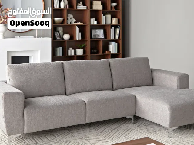 كنبة ركنية يمين او يسار مودرن 3 مقاعد قماش – جديدة كليًا  خصم 70% من هوم سنتر