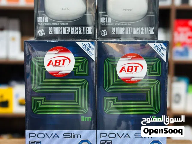 TECNO POVA SLIM 5G 16GB RAM 256GB  تكنو بوفا سليم 5G  ذاكرة 256GB رام 16  مع هدية سماعة لاسلكية .