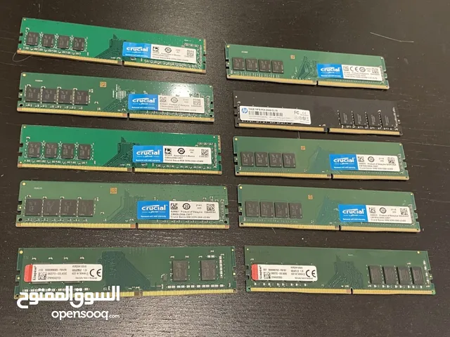 Crucial, Kingston and hp Ram 16 GB, 8 GB, DDR-4