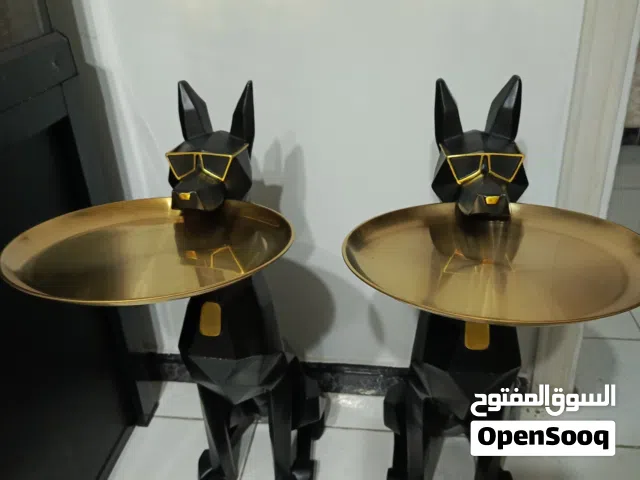 زوج ديكور فاخر على شكل كلاب دوبرمان مع صواني تقديم