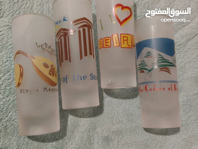 طقم اصلي  4 كاسات كرستال مطفي تحفه لبنانية