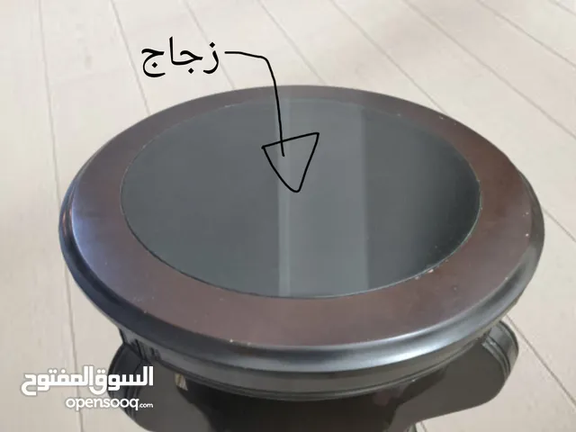 طاولتين خشب مع زجاج لون بني مستعمل 50×59