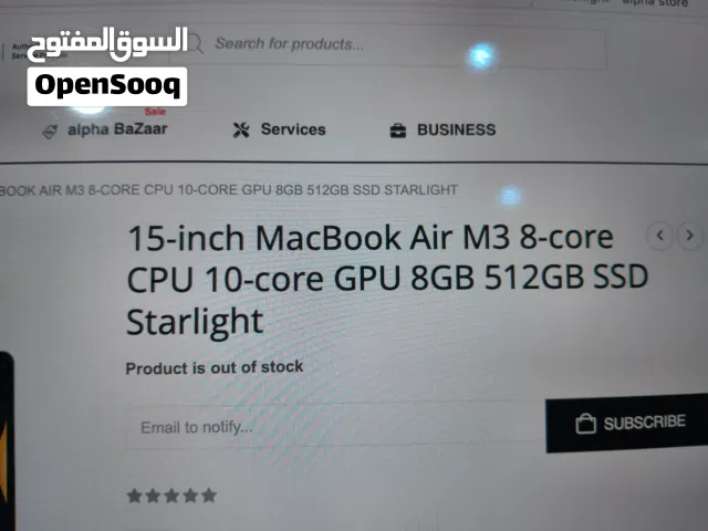 للبيع – MacBook Air m3 15-inch  جديد – متبرشم (Sealed) MacBook Air 15” سعة التخزين: 512GB