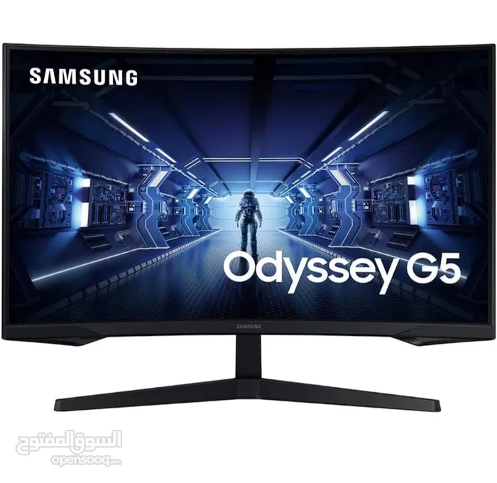 SAMSUNG 32” Odyssey G5 Gaming Monitor, WQHD (2560x1440), 144Hz, Curved,  1ms, HDMI, Display Port, AMD - (220922818) | السوق المفتوح