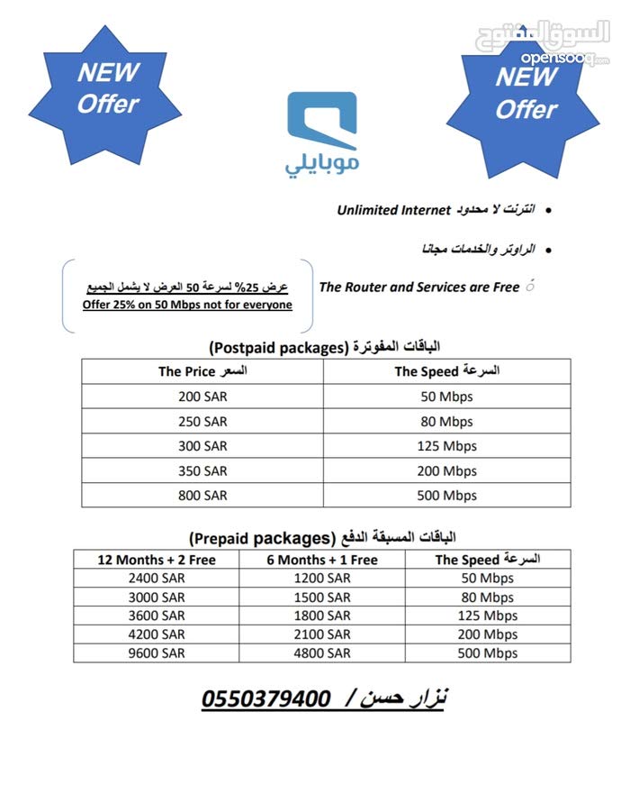 انترنت موبايلي ألياف بصرية Internet Mobily Fiber Optic